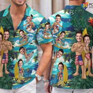 Custom Hawaiian Shirt with Face Womens Personalized Casual Summer Beach Shirt 2