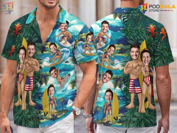 Custom Hawaiian Shirt with Face, Women’s Personalized Casual Summer Beach Shirt