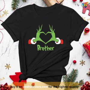 Custom Heart Grinch Family Shirt, Grinch Christmas Shirt, Group Festive Wear