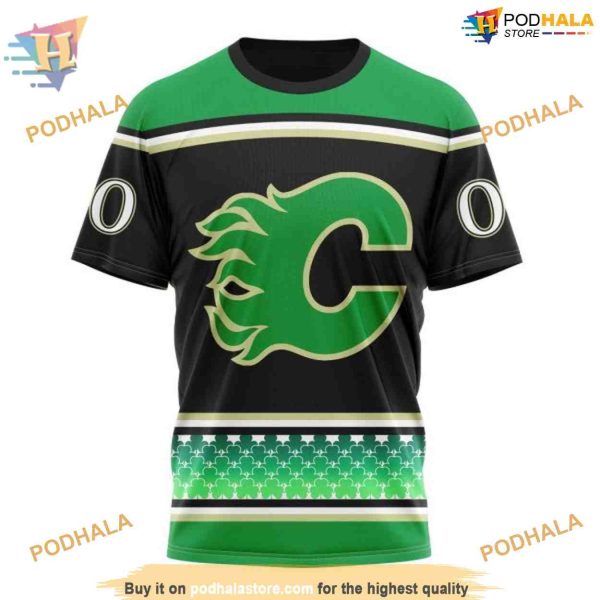 Custom Hockey Celebrate St Patrick’s Day NHL Calgary Flames Hoodie 3D Sweatshirt