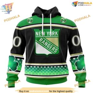 Custom Hockey Celebrate St Patrick's Day NHL New York Rangers Hoodie 3D 1