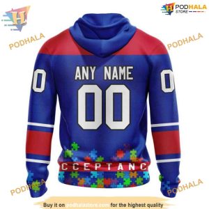 Custom Hockey Fights Against Autism NHL New York Rangers Hoodie 3D 2
