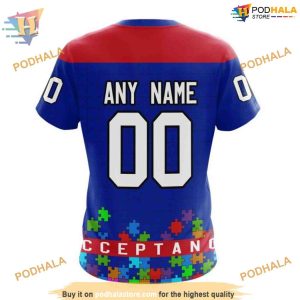 Custom Hockey Fights Against Autism NHL New York Rangers Hoodie 3D 4