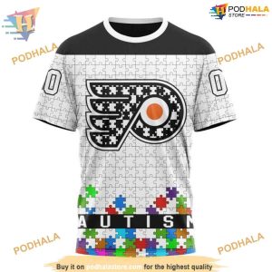 Custom Hockey Fights Against Autism NHL Philadelphia Flyers Hoodie 3D 3