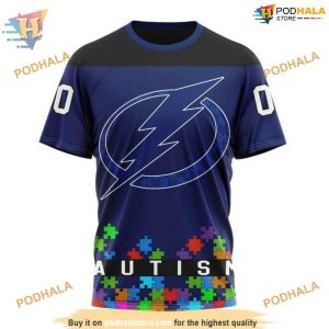Custom Hockey Fights Against Autism NHL Tampa Bay Lightning Hoodie 3D 3