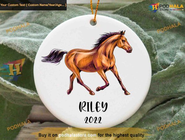 Custom Horse Christmas Ornament, Personalized Gift for Horse Lovers