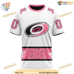 Custom IN OCTOBER WE WEAR PINK BREAST CANCER NHL Carolina Hurricanes Hoodie 3D 3