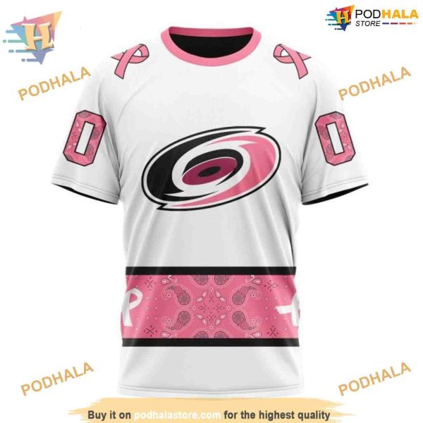 Custom IN OCTOBER WE WEAR PINK BREAST CANCER NHL Carolina Hurricanes Hoodie 3D