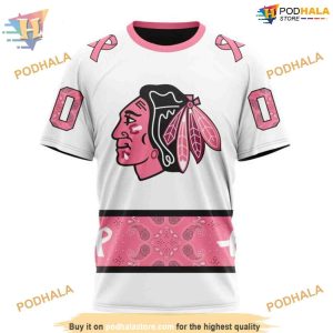Custom IN OCTOBER WE WEAR PINK BREAST CANCER NHL Chicago Blackhawks Hoodie 3D 3
