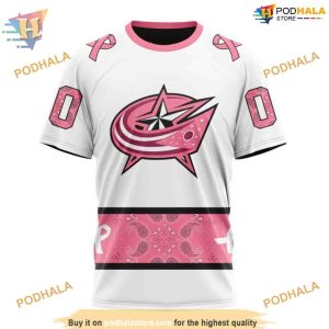 Custom IN OCTOBER WE WEAR PINK BREAST CANCER NHL Columbus Blue Jackets Hoodie 3D 3