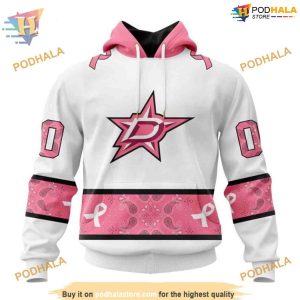 Custom IN OCTOBER WE WEAR PINK BREAST CANCER NHL Dallas Stars Hoodie 3D 1