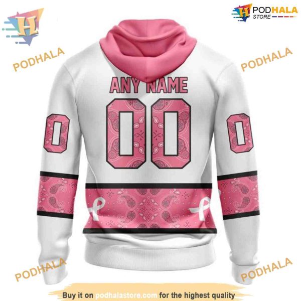 Custom IN OCTOBER WE WEAR PINK BREAST CANCER NHL Edmonton Oilers Hoodie 3D