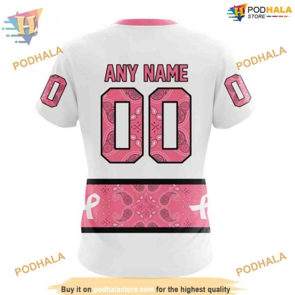 Custom IN OCTOBER WE WEAR PINK BREAST CANCER NHL Edmonton Oilers Hoodie 3D