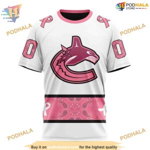 Custom IN OCTOBER WE WEAR PINK BREAST CANCER NHL Vancouver Canucks Hoodie 3D 3