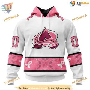 Custom In Classic Style PINK BREAST CANCER NHL Colorado Avalanche Hoodie 3D 1