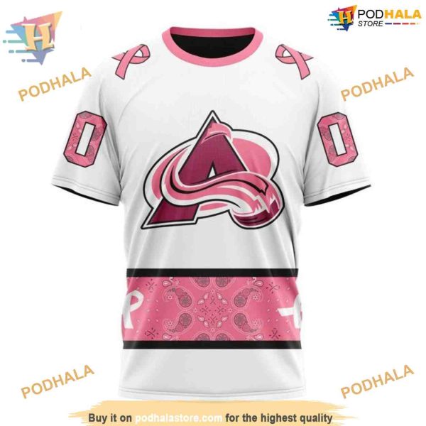 Custom In Classic Style PINK BREAST CANCER NHL Colorado Avalanche Hoodie 3D