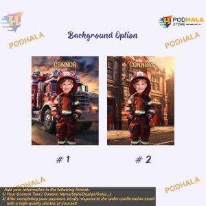 Custom Kids Gift Blanket with Photo Firefighter Boy and Name Kids Blanket 2