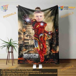 Custom Kids Superhero Face Blanket, Boys Baby Shower Gift