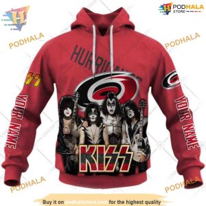 Custom Kiss Band Style NHL Carolina Hurricanes Hoodie 3D Sweatshirt 1