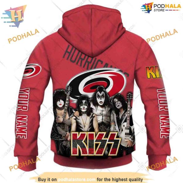 Custom Kiss Band Style NHL Carolina Hurricanes Hoodie 3D Sweatshirt