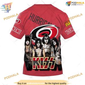 Custom Kiss Band Style NHL Carolina Hurricanes Hoodie 3D Sweatshirt 4