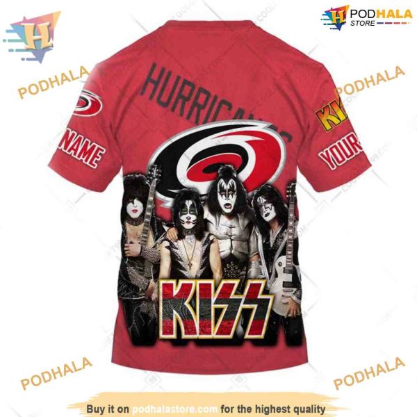 Custom Kiss Band Style NHL Carolina Hurricanes Hoodie 3D Sweatshirt