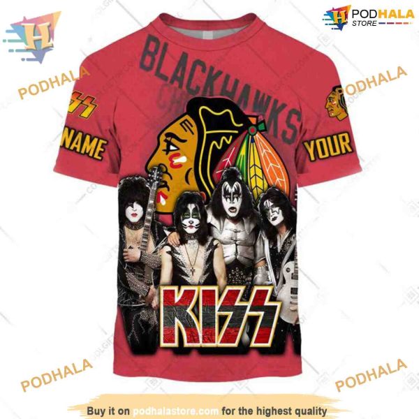 Custom Kiss Band Style NHL Chicago Blackhawks Hoodie 3D