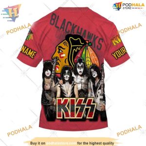 Custom Kiss Band Style NHL Chicago Blackhawks Hoodie 3D 4