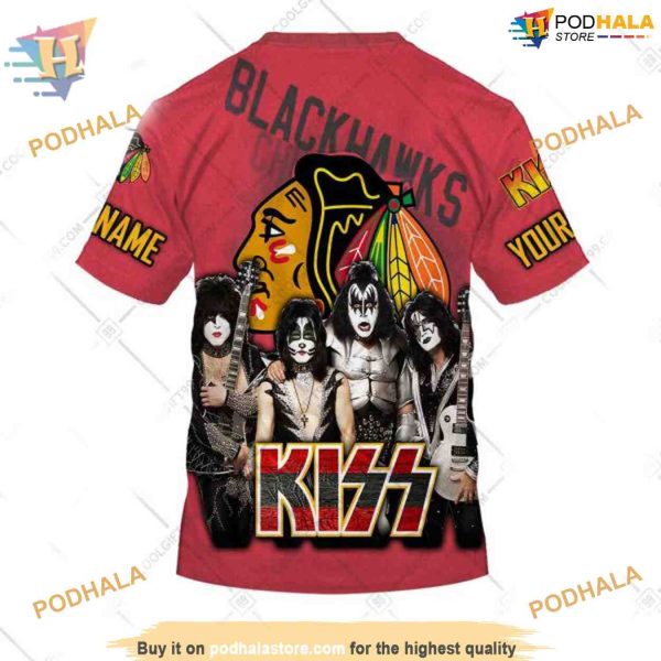 Custom Kiss Band Style NHL Chicago Blackhawks Hoodie 3D