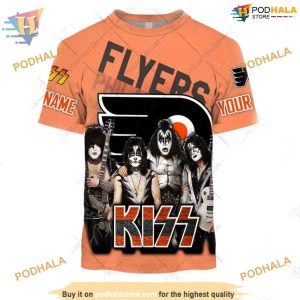 Custom Kiss Band Style NHL Philadelphia Flyers Hoodie 3D 2