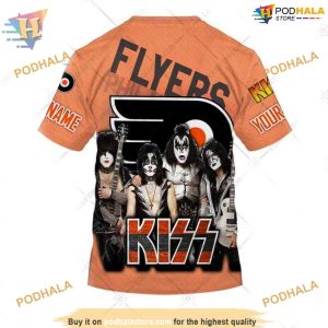 Custom Kiss Band Style NHL Philadelphia Flyers Hoodie 3D 4