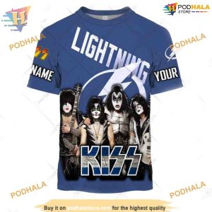 Custom Kiss Band Style NHL Tampa Bay Lightning Hoodie 3D 2