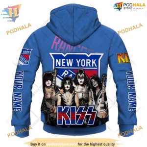 Custom Kiss Band V2 Style NHL New York Rangers Hoodie 3D 3