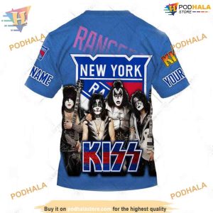 Custom Kiss Band V2 Style NHL New York Rangers Hoodie 3D 4