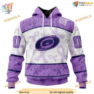 Custom Lavender Fight Cancer NHL Carolina Hurricanes Hoodie 3D Sweatshirt 1 1