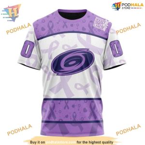 Custom Lavender Fight Cancer NHL Carolina Hurricanes Hoodie 3D Sweatshirt 3