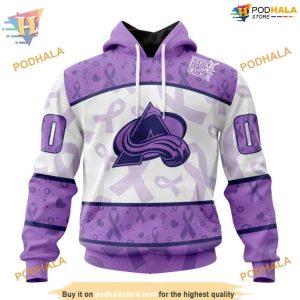 Custom Lavender Fight Cancer NHL Colorado Avalanche Hoodie 3D Sweatshirt 1