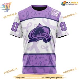 Custom Lavender Fight Cancer NHL Colorado Avalanche Hoodie 3D Sweatshirt 3