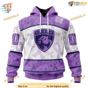 Custom Lavender Fight Cancer NHL Florida Panthers Hoodie 3D Sweatshirt 1