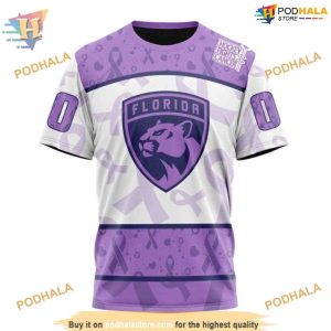 Custom Lavender Fight Cancer NHL Florida Panthers Hoodie 3D Sweatshirt 3