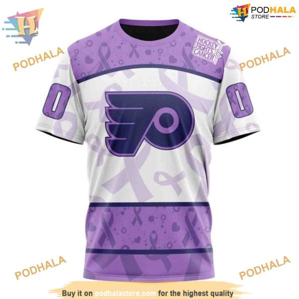 Custom Lavender Fight Cancer NHL Philadelphia Flyers Hoodie 3D