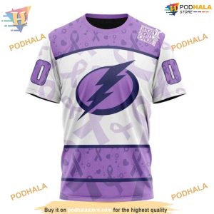 Custom Lavender Fight Cancer NHL Tampa Bay Lightning Hoodie 3D 3