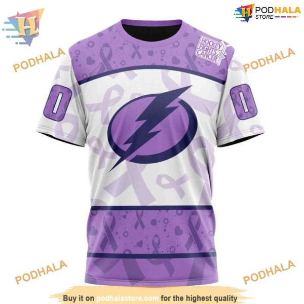 Custom Lavender Fight Cancer NHL Tampa Bay Lightning Hoodie 3D