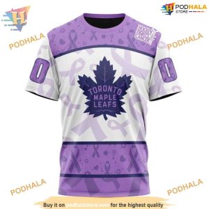 Custom Lavender Fight Cancer NHL Toronto Maple Leafs Hoodie 3D 3 1