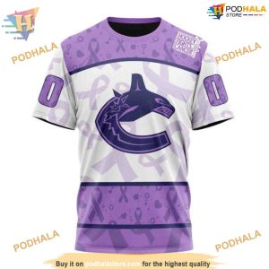Custom Lavender Fight Cancer NHL Vancouver Canucks Hoodie 3D 3