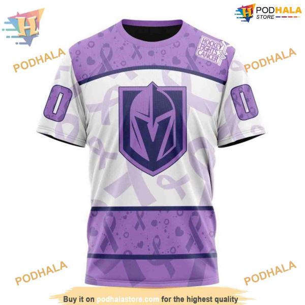 Custom Lavender Fight Cancer NHL Vegas Golden Knights Hoodie 3D Shirt