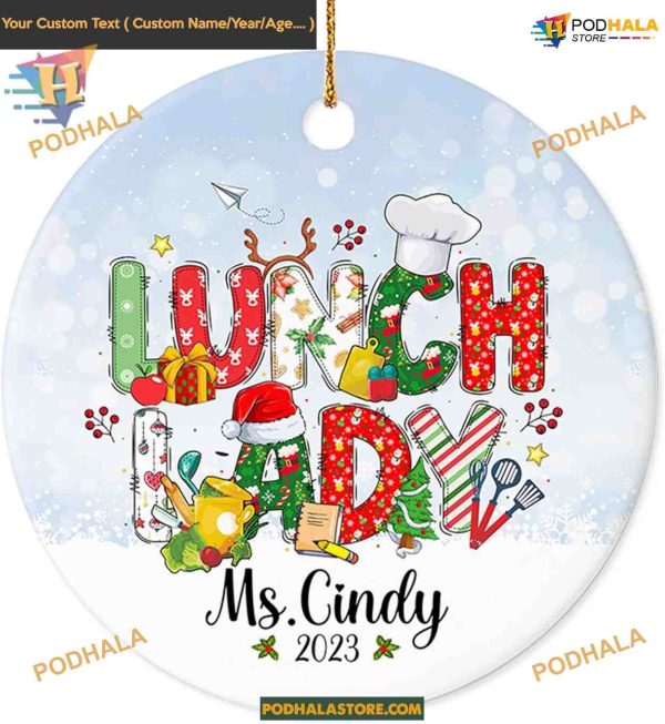 Custom Lunch Lady & Librarian Christmas Ornament, 2023 Teacher Gift