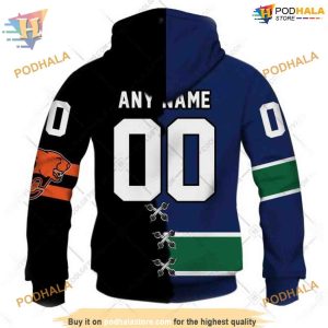 Custom Mix CFL BC Lions Jersey Style NHL Vancouver Canucks Hoodie 3D 3