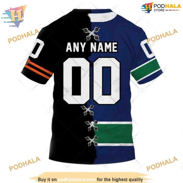 Custom Mix CFL BC Lions Jersey Style NHL Vancouver Canucks Hoodie 3D