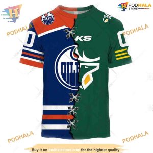 Custom Mix CFL Edmonton Elks Jersey Style NHL Edmonton Oilers Hoodie 3D 2